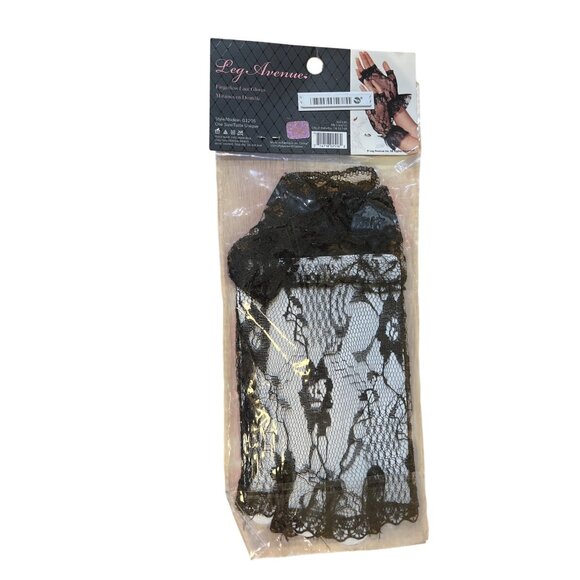 Leg Avenue Fingerless Lace Gloves Black 100% Polyester One Size Elegant Gothic - Picture 2 of 2
